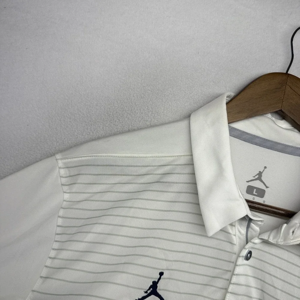 University Of Michigan Polo Shirt men's Large White Jordan Football Jumpman Logo